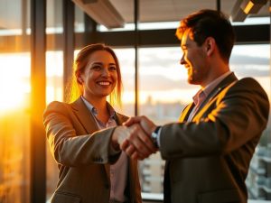 Oameni de afaceri, strângeri de mână, birouri moderne, oraș. Investiții.